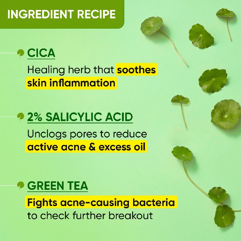 Dot & Key CICA Face Wash for Acne Prone Skin, 2percent Salicylic Acid Face Wash with Green Tea, 100 ml-5.webp